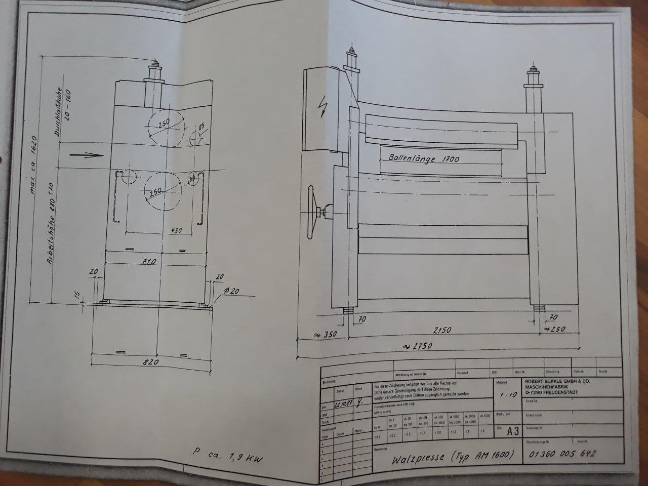 1994 m. Bürkle AM 1600 ritininė presa - Image 2